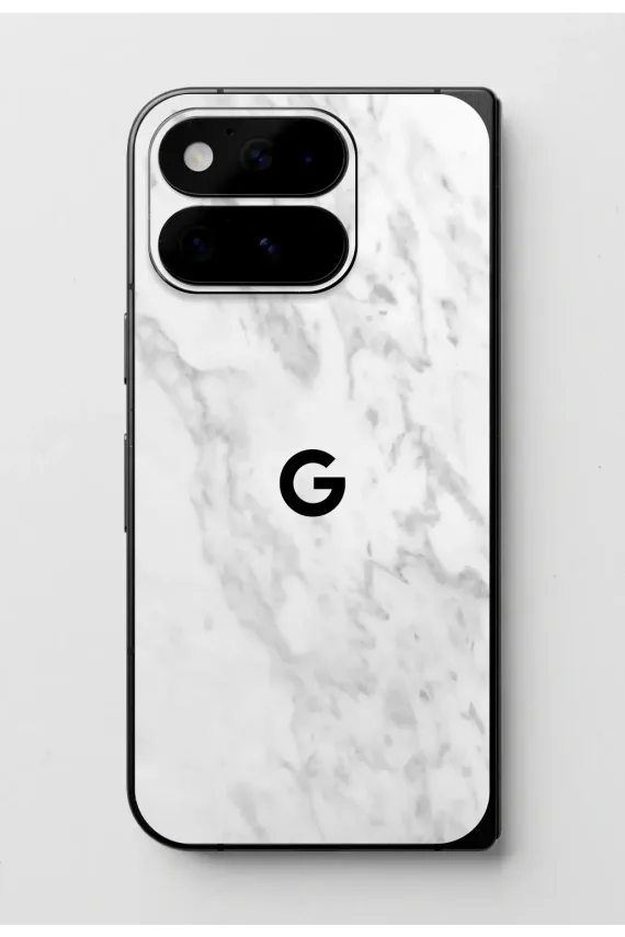 Google Pixel 11 Pro Fold STONE Series White Marble easy-to-apply with logo skin-wrap-ultraskinz